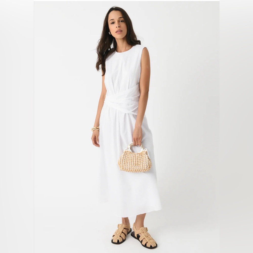 FRAME Ruched Cotton Midi Dress